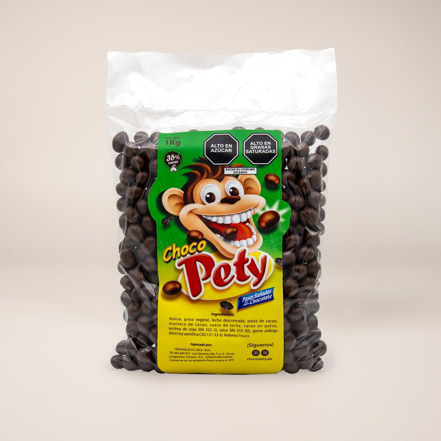 Grageas de Chocolate con Pasas Pety 1 Kg.