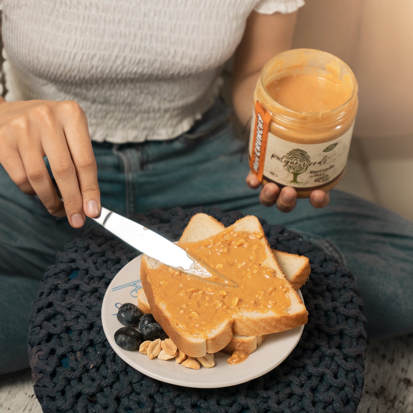 Mantequilla de Maní Crunchy Pulgar Verde 410 g.