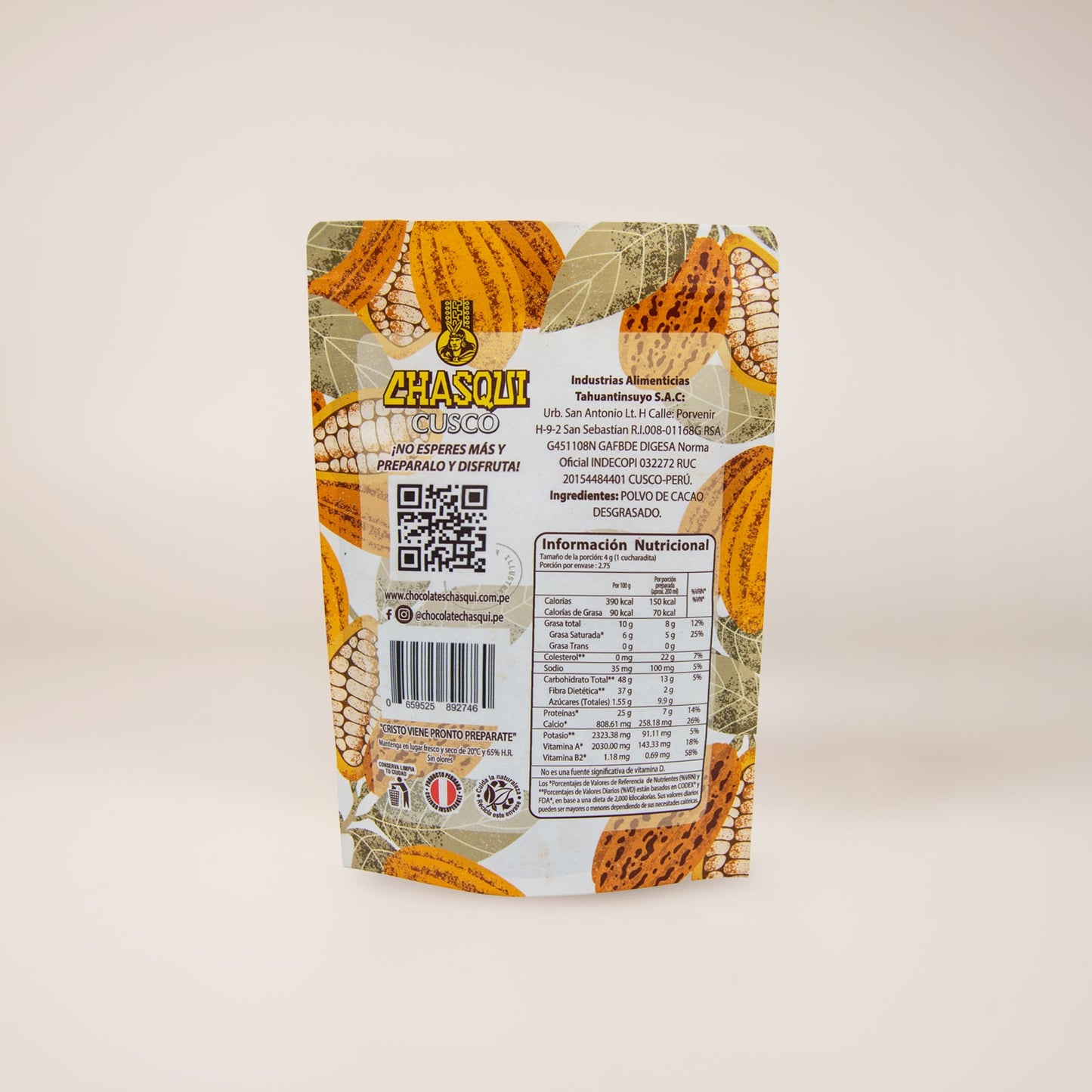 Polvo de Cacao (Cocoa) Chasqui 250 g.