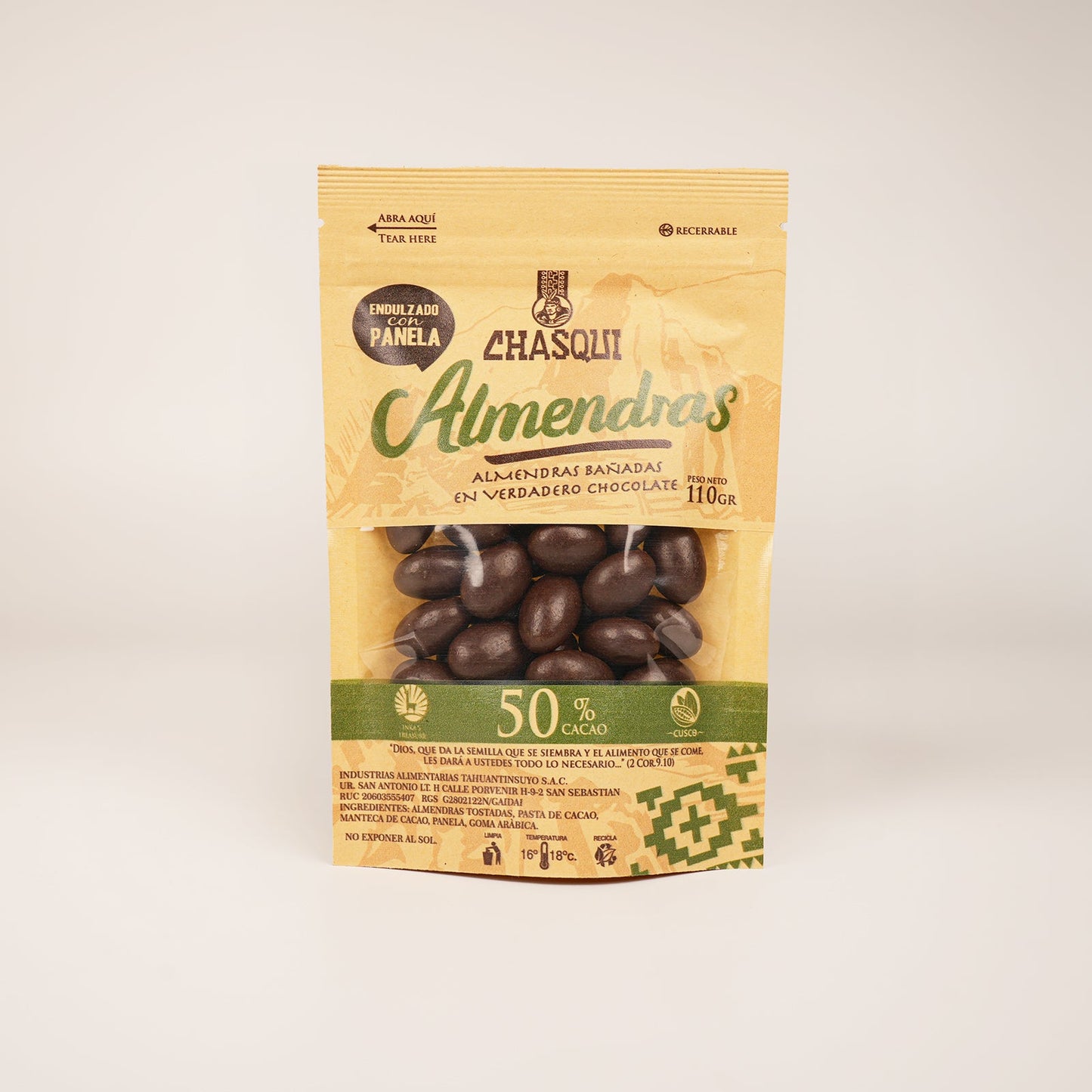 Grageas de Chocolate con Almendras Chasqui 110 g.
